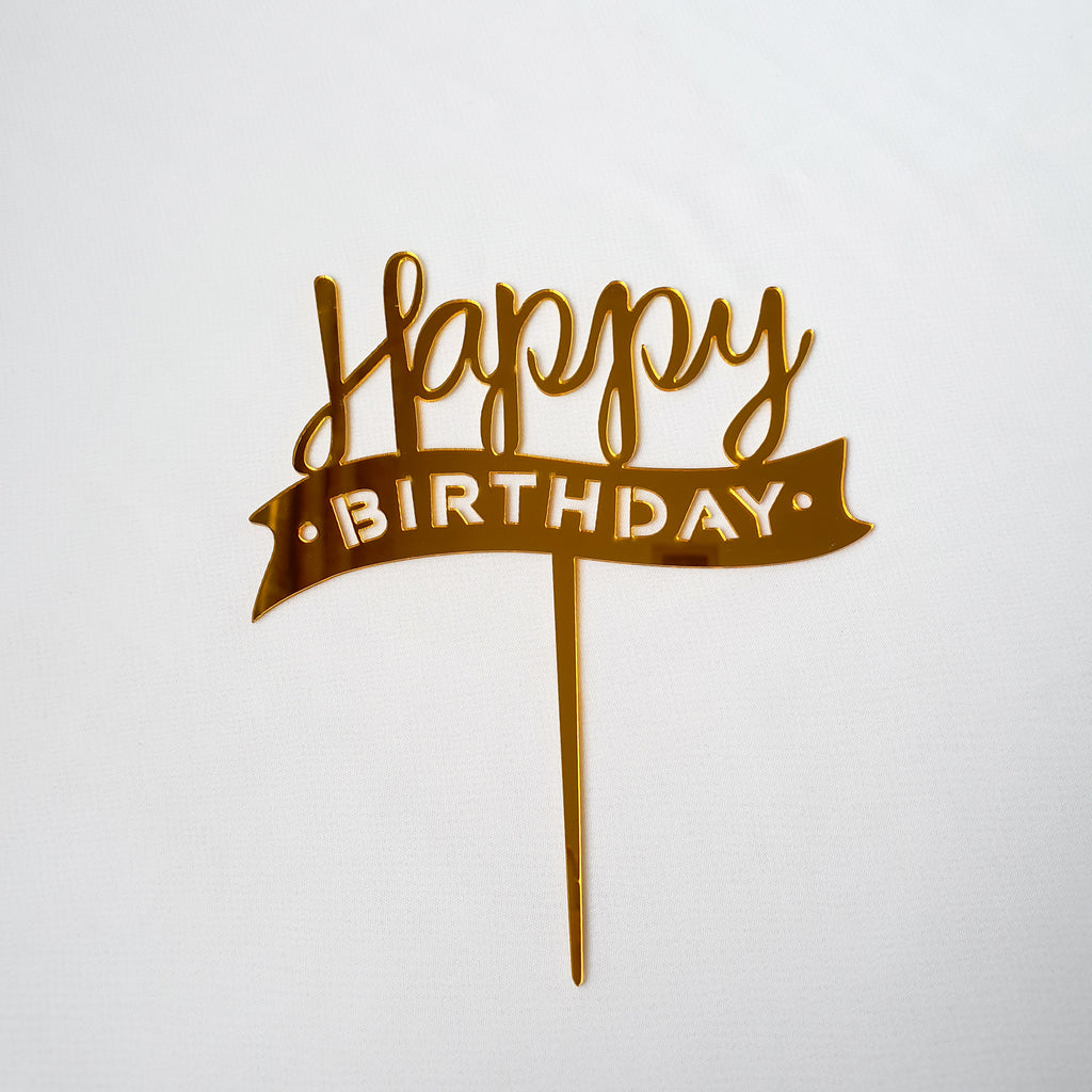 Gold Happy Birthday Flag Topper
