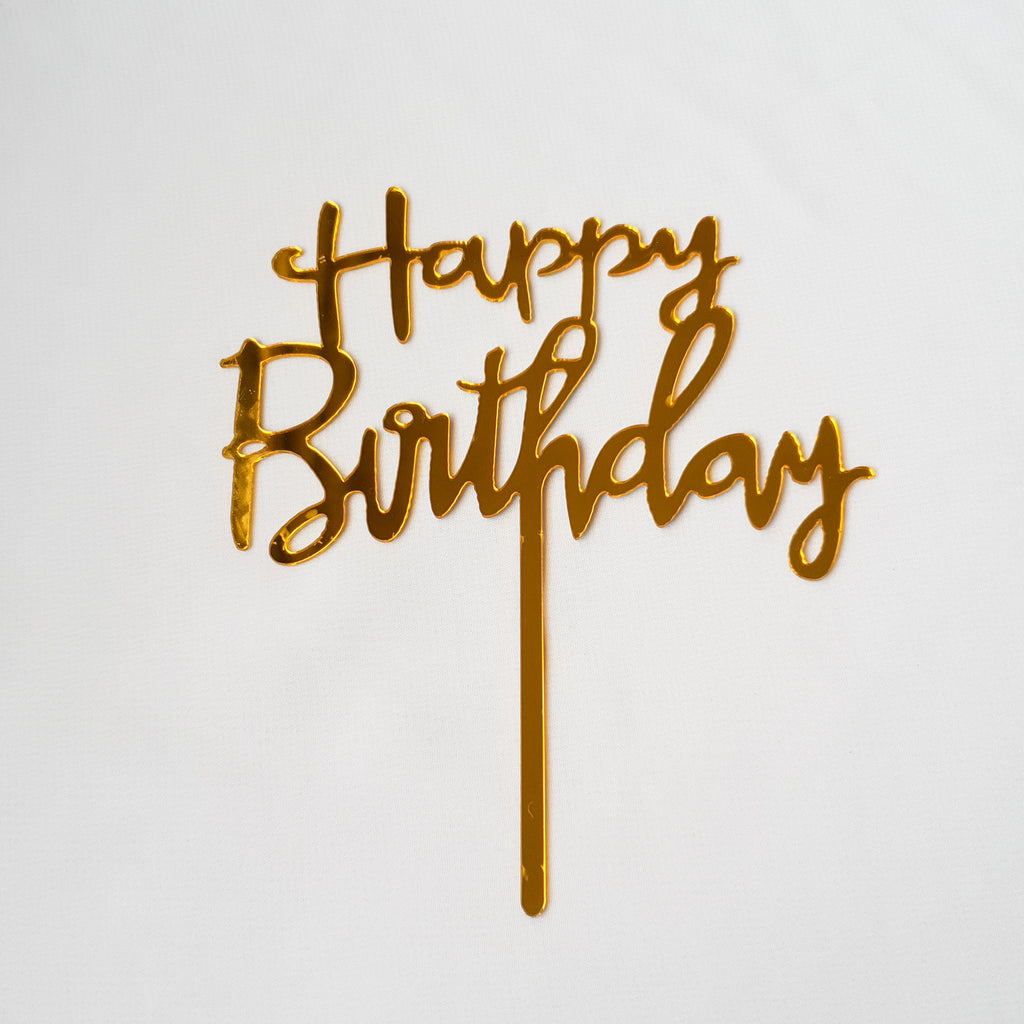 Gold Happy Birthday Calligraphy Topper