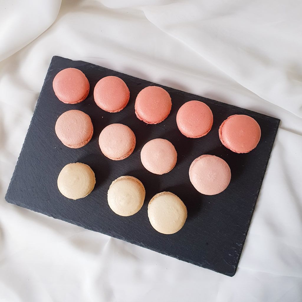 shades of pink macarons